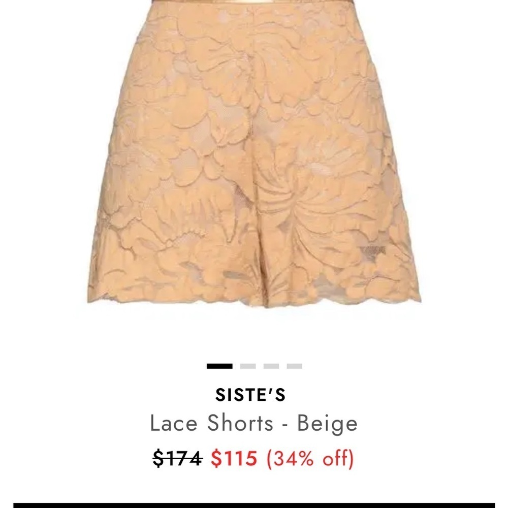 NWT Siste’s Beige Floral Lace High-Waist Shorts Made in Italy Size S - Picture 2 of 7